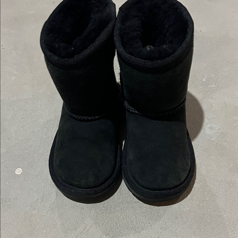 Little girls Black Short Shearling Boots